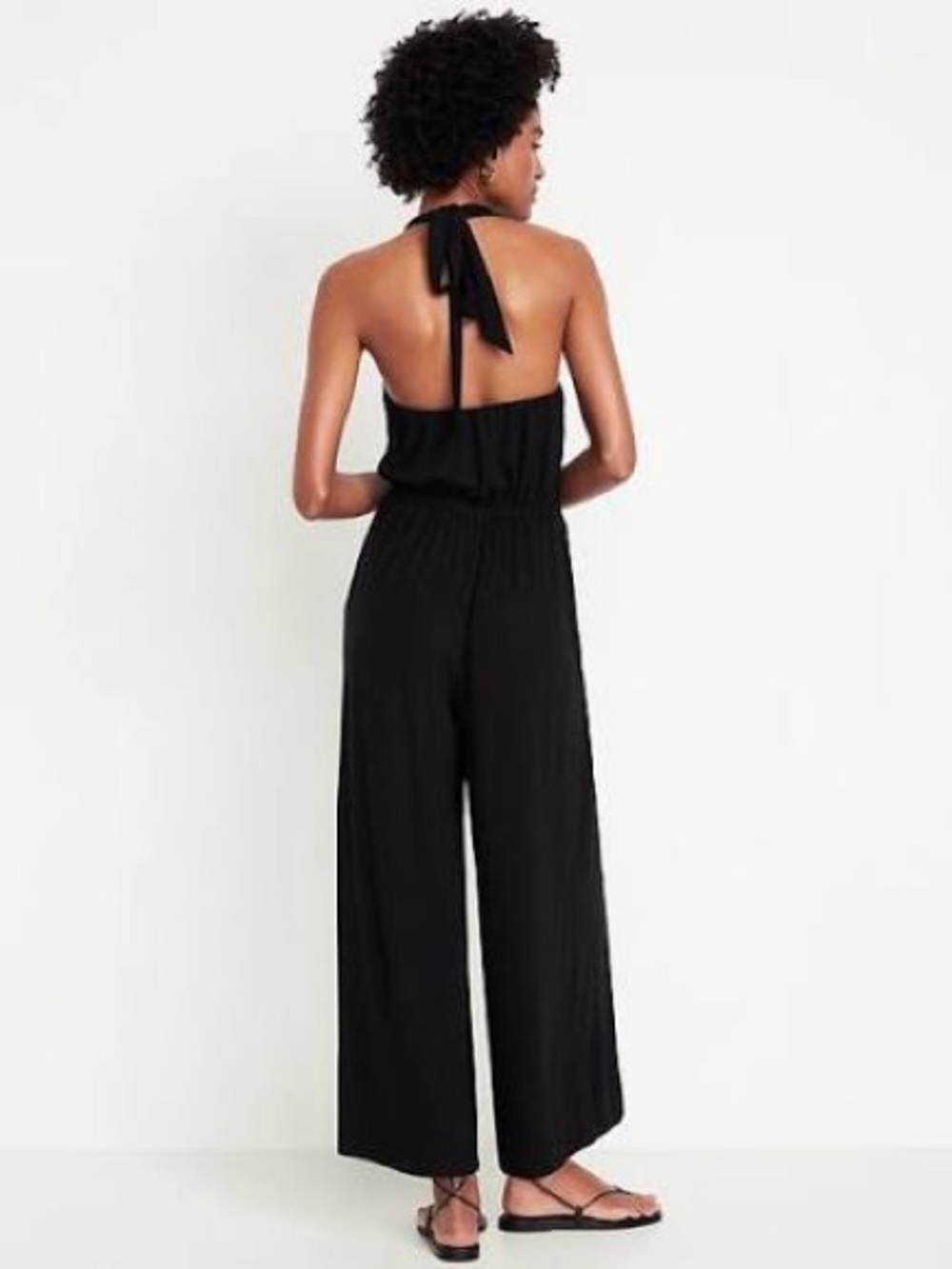 NWT Old Navy Black Waist-Defined Halter Jumpsuit in Size Small Tall - Picture 2 of 9